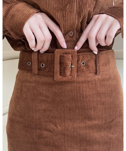 epine（エピヌ）の「corduroy belt mini skirt（スカート・レディース・ブラウン・S/M）」の3枚目の写真
