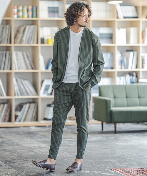 CAMBIO（カンビオ）の「mj8224-ストライプノーカラーテーラード