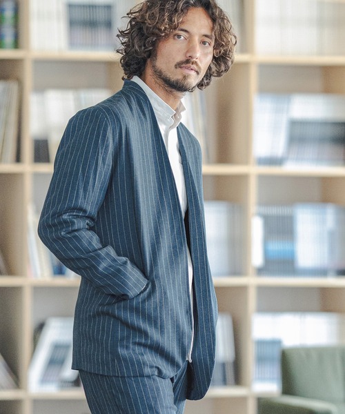 CAMBIO（カンビオ）の「mj8224-ストライプノーカラーテーラード