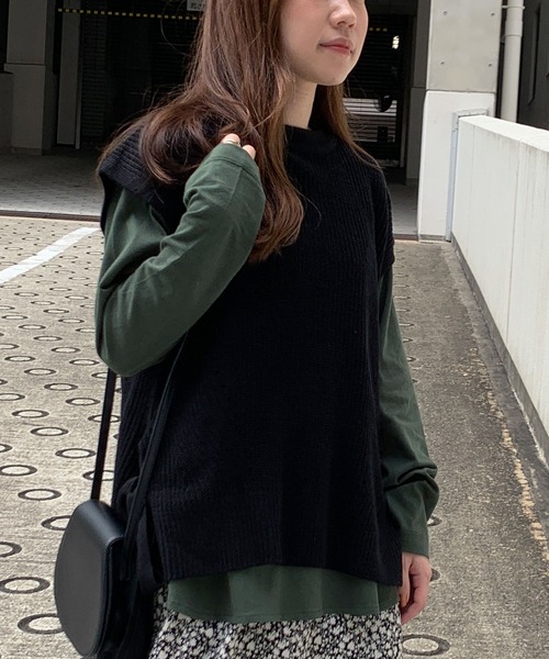 KOBE LETTUCE(コウベレタス)の「ラウンドビッグチュニックロンT(Tシャツ/カットソー・レディース・ベージュ/チャコール/ブラック/グリーン/オフホワイト/ピンクベージュ/ホワイト系/ミント・M/L/LL)」の11枚目の写真
