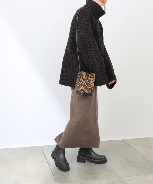 COLONY 2139（コロニートゥーワンスリーナイン）の「【洗えるニット】ウール混ロービングニット(アゼタートルネック)（ニット/セーター・レディース・ブラック/アイボリー/モカ・FREE）」の2枚目の写真