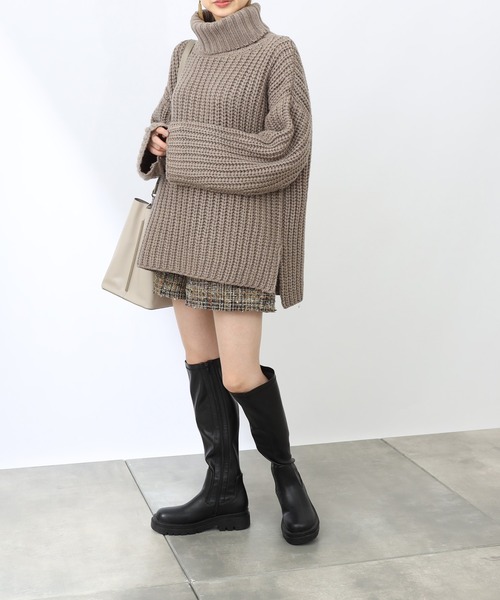 COLONY 2139（コロニートゥーワンスリーナイン）の「【洗えるニット】ウール混ロービングニット(アゼタートルネック)（ニット/セーター・レディース・ブラック/アイボリー/モカ・FREE）」の9枚目の写真