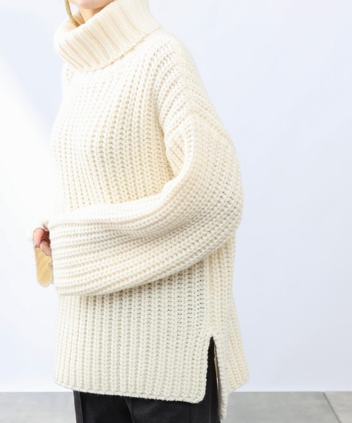 COLONY 2139（コロニートゥーワンスリーナイン）の「【洗えるニット】ウール混ロービングニット(アゼタートルネック)（ニット/セーター・レディース・ブラック/アイボリー/モカ・FREE）」の7枚目の写真