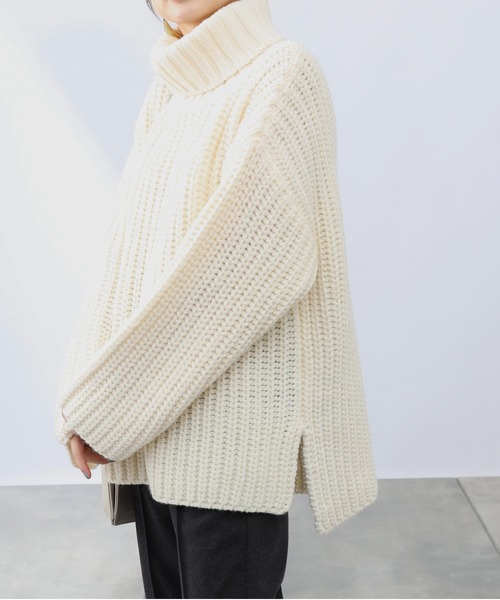COLONY 2139（コロニートゥーワンスリーナイン）の「【洗えるニット】ウール混ロービングニット(アゼタートルネック)（ニット/セーター・レディース・ブラック/アイボリー/モカ・FREE）」の8枚目の写真