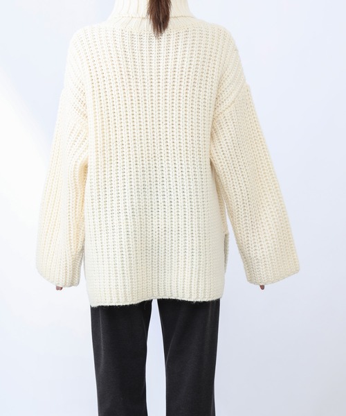 COLONY 2139（コロニートゥーワンスリーナイン）の「【洗えるニット】ウール混ロービングニット(アゼタートルネック)（ニット/セーター・レディース・ブラック/アイボリー/モカ・FREE）」の6枚目の写真