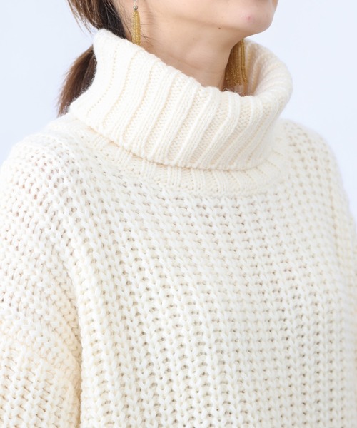 COLONY 2139（コロニートゥーワンスリーナイン）の「【洗えるニット】ウール混ロービングニット(アゼタートルネック)（ニット/セーター・レディース・ブラック/アイボリー/モカ・FREE）」の14枚目の写真