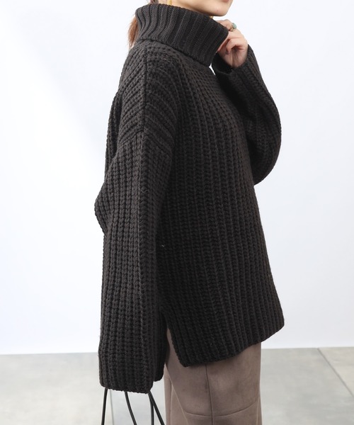 COLONY 2139（コロニートゥーワンスリーナイン）の「【洗えるニット】ウール混ロービングニット(アゼタートルネック)（ニット/セーター・レディース・ブラック/アイボリー/モカ・FREE）」の20枚目の写真
