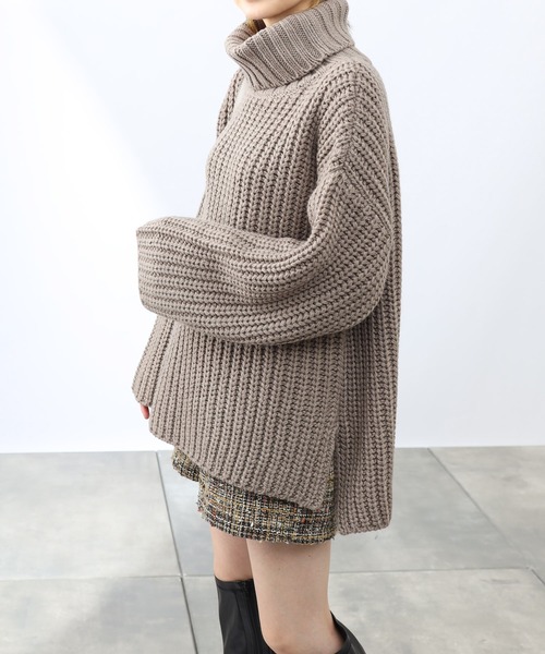 COLONY 2139（コロニートゥーワンスリーナイン）の「【洗えるニット】ウール混ロービングニット(アゼタートルネック)（ニット/セーター・レディース・ブラック/アイボリー/モカ・FREE）」の12枚目の写真