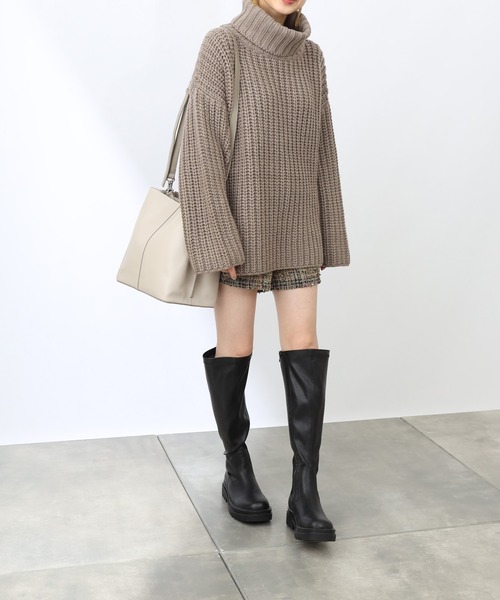 COLONY 2139（コロニートゥーワンスリーナイン）の「【洗えるニット】ウール混ロービングニット(アゼタートルネック)（ニット/セーター・レディース・ブラック/アイボリー/モカ・FREE）」の17枚目の写真