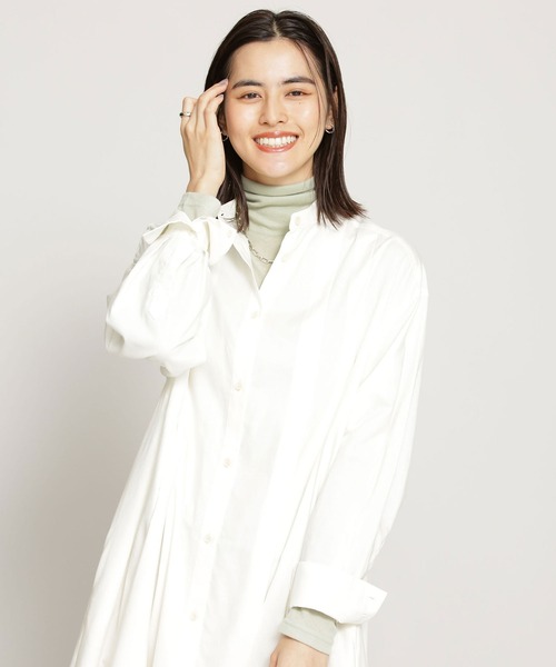 NANO universe(ナノユニバース)の「WEB限定/シアータートルネックトップス 長袖(Tシャツ/カットソー・レディース・ピンクベージュ/ライラック/ブルーグレー/イエロー/ホワイト/ブラック/ミント・FREE)」の5枚目の写真