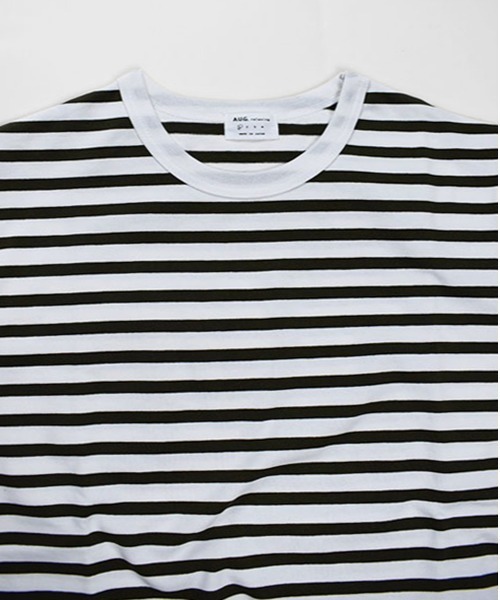 A.U.G. relaxing(オーグリラクシング)の「A.U.G. relaxing ボーダー クルーネック ロンT (MADE IN JAPAN)(Tシャツ/カットソー・メンズ・ライトベージュ/オリーブ/グレー/ブラック/ブルー・4/2/3/1)」の19枚目の写真