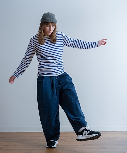 A.U.G. relaxing(オーグリラクシング)の「A.U.G. relaxing ボーダー クルーネック ロンT (MADE IN JAPAN)(Tシャツ/カットソー・メンズ・ライトベージュ/オリーブ/グレー/ブラック/ブルー・4/2/3/1)」の16枚目の写真