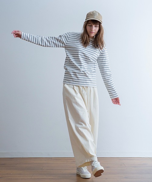 A.U.G. relaxing(オーグリラクシング)の「A.U.G. relaxing ボーダー クルーネック ロンT (MADE IN JAPAN)(Tシャツ/カットソー・メンズ・ライトベージュ/オリーブ/グレー/ブラック/ブルー・4/2/3/1)」の10枚目の写真