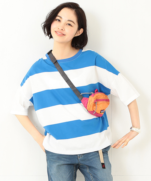 BEAMS BOY（ビームスボーイ）の「BEAMS BOY / 9cm ボーダー ビッグ Tシャツ 15SS（Tシャツ/カットソー・レディース・レッド/イエロー/ブルー・ONE SIZE）」の2枚目の写真