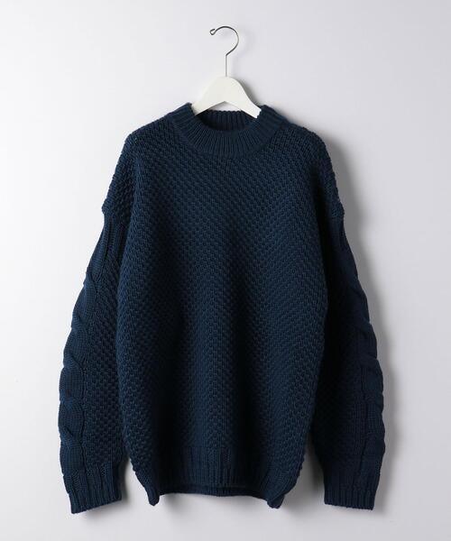 BRACTMENT（ブラクトメント）の「＜BRACTMENT（ブラクトメント）＞タックガンジー モックネック ニット（ニット/セーター・メンズ・ネイビー/オフホワイト・40/36/38）」の2枚目の写真