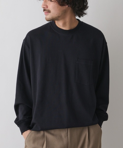 CIAOPANIC TYPY(チャオパニックティピー)の「コットンシルケット カラーステッチロングT-shirt(Tシャツ/カットソー・メンズ・ブラック/サンドベージュ/サーモンピンク/アイボリー・X-LARGE/LARGE/SMALL/MEDIUM)」の2枚目の写真