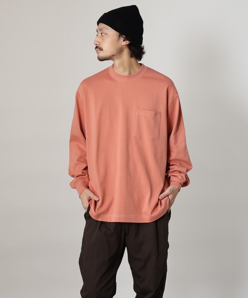 CIAOPANIC TYPY(チャオパニックティピー)の「コットンシルケット カラーステッチロングT-shirt(Tシャツ/カットソー・メンズ・ブラック/サンドベージュ/サーモンピンク/アイボリー・X-LARGE/LARGE/SMALL/MEDIUM)」の5枚目の写真