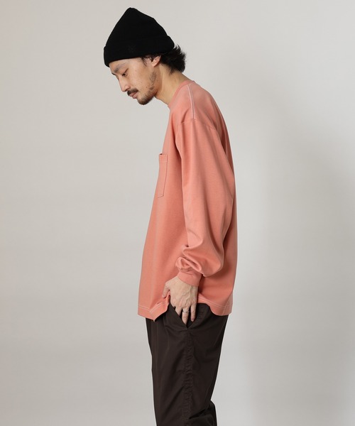 CIAOPANIC TYPY(チャオパニックティピー)の「コットンシルケット カラーステッチロングT-shirt(Tシャツ/カットソー・メンズ・ブラック/サンドベージュ/サーモンピンク/アイボリー・X-LARGE/LARGE/SMALL/MEDIUM)」の6枚目の写真