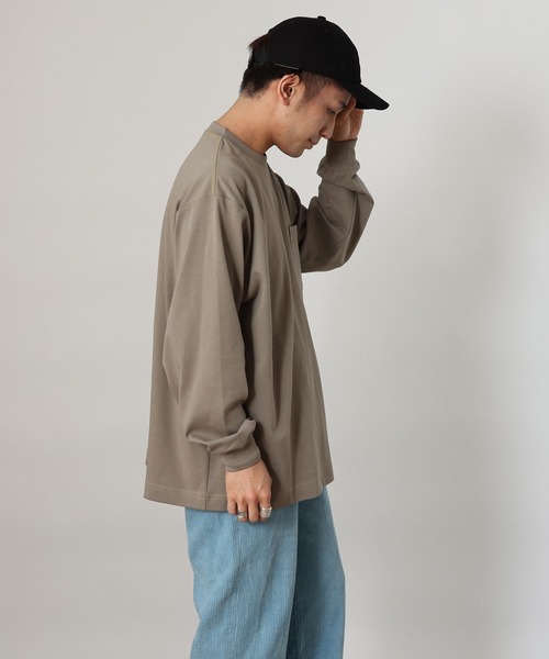 CIAOPANIC TYPY(チャオパニックティピー)の「コットンシルケット カラーステッチロングT-shirt(Tシャツ/カットソー・メンズ・ブラック/サンドベージュ/サーモンピンク/アイボリー・X-LARGE/LARGE/SMALL/MEDIUM)」の12枚目の写真