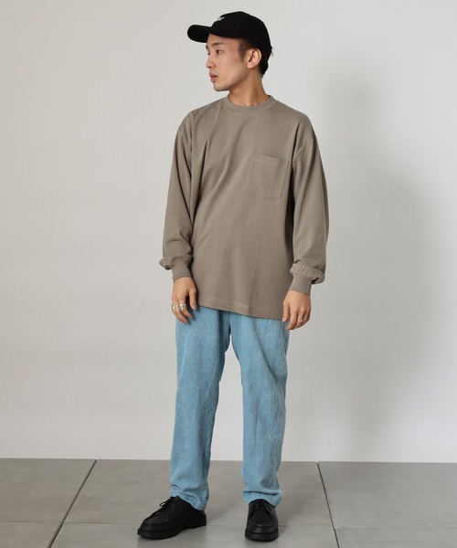 CIAOPANIC TYPY(チャオパニックティピー)の「コットンシルケット カラーステッチロングT-shirt(Tシャツ/カットソー・メンズ・ブラック/サンドベージュ/サーモンピンク/アイボリー・X-LARGE/LARGE/SMALL/MEDIUM)」の14枚目の写真