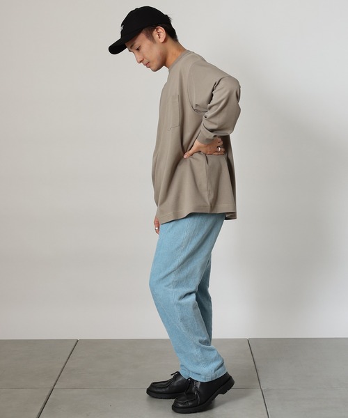 CIAOPANIC TYPY(チャオパニックティピー)の「コットンシルケット カラーステッチロングT-shirt(Tシャツ/カットソー・メンズ・ブラック/サンドベージュ/サーモンピンク/アイボリー・X-LARGE/LARGE/SMALL/MEDIUM)」の15枚目の写真