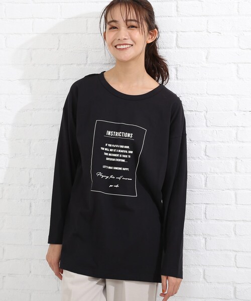 SHOO・LA・RUE（シューラルー）の「◆プリントロンT（Tシャツ/カットソー・レディース・ブラック/ナチュラル/ベビーピンク・03/02/04）」の2枚目の写真