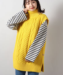 FREDY&GLOSTER | 【Kerry Woollen Mills / ケリーウーレンミルズ】ARAN CABLE SIDE SLIT POLO NECK VEST(ベスト)