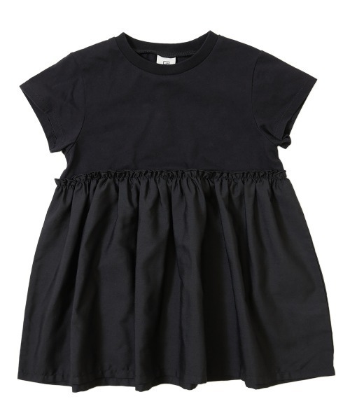 devirock(デビロック)の「異素材切替Aライン半袖チュニック(Tシャツ/カットソー・キッズ・ライトグレー/ブラック/グリーン系その他・110cm/100cm/120cm/130cm/140cm/150cm/160cm)」の9枚目の写真