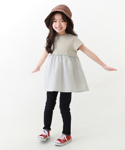 devirock(デビロック)の「異素材切替Aライン半袖チュニック(Tシャツ/カットソー・キッズ・ライトグレー/ブラック/グリーン系その他・110cm/100cm/120cm/130cm/140cm/150cm/160cm)」の13枚目の写真