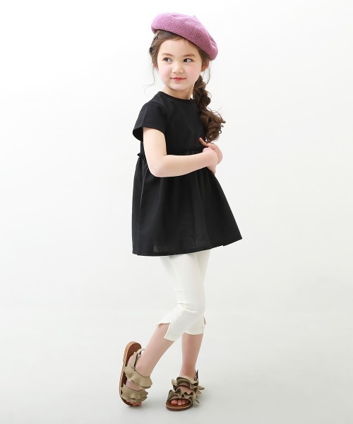 devirock(デビロック)の「異素材切替Aライン半袖チュニック(Tシャツ/カットソー・キッズ・ライトグレー/ブラック/グリーン系その他・110cm/100cm/120cm/130cm/140cm/150cm/160cm)」の15枚目の写真