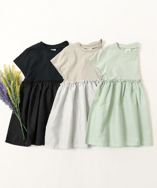 devirock(デビロック)の「異素材切替Aライン半袖チュニック(Tシャツ/カットソー・キッズ・ライトグレー/ブラック/グリーン系その他・110cm/100cm/120cm/130cm/140cm/150cm/160cm)」の20枚目の写真