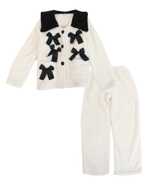 OSYAREVO（オシャレボ）の「スクエアカラー ボアリボン ルームウェア（ルームウェア/パジャマ・レディース・ホワイト/ピンク・FREE）」の15枚目の写真