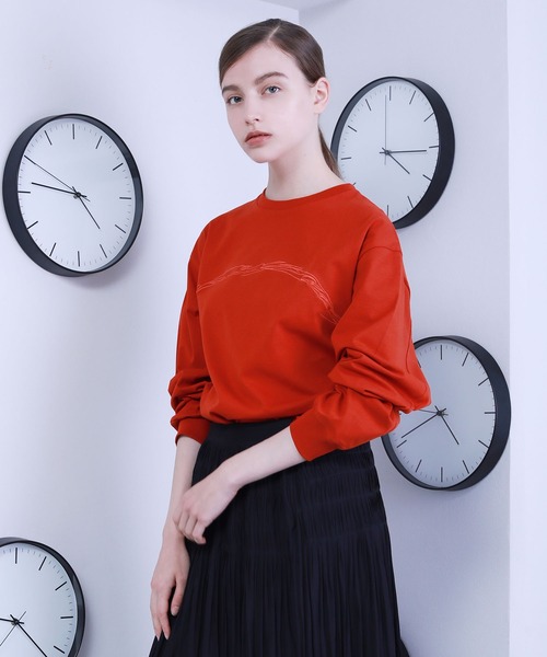 A DEGREE FAHRENHEIT（エーディグリーファーレンハイ）の「【ユニセックスアイテム】adfアート刺繍ロンT（Tシャツ/カットソー・メンズ・ホワイト/ブラック/オレンジ/ダークグレー・MEDIUM/LARGE/FREE）」の6枚目の写真