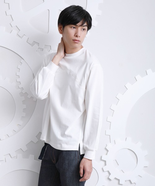 A DEGREE FAHRENHEIT（エーディグリーファーレンハイ）の「【ユニセックスアイテム】adfアート刺繍ロンT（Tシャツ/カットソー・メンズ・ホワイト/ブラック/オレンジ/ダークグレー・MEDIUM/LARGE/FREE）」の13枚目の写真