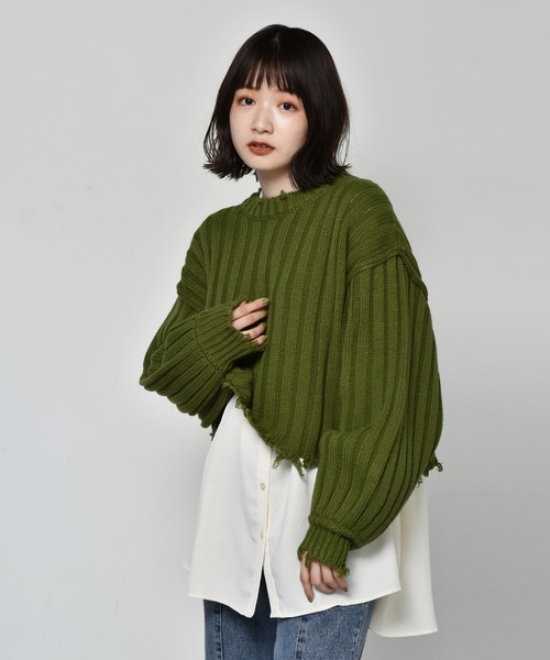 ダメージショートリブニット ニット セーター Retro Girl レトロガール のファッション通販 Zozotown