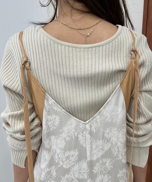 CAPRICIEUX LE'MAGE(カプリシューレマージュ)の「リーフジャガードキャミワンピース(ワンピース・レディース・ライトベージュ/ミント・FREE)」の6枚目の写真