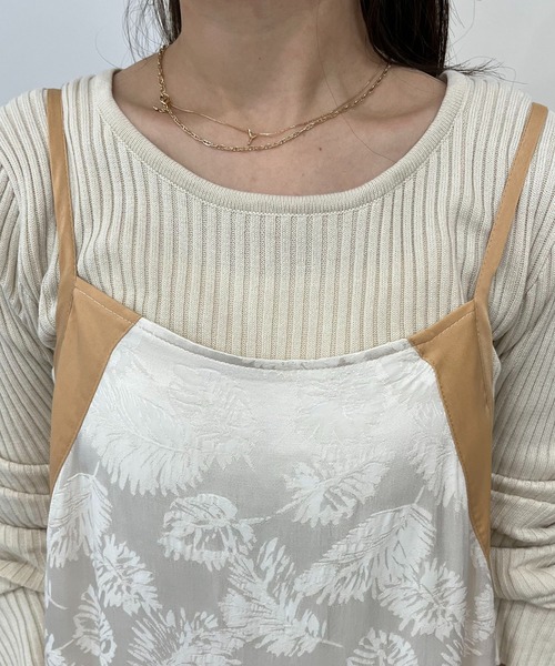 CAPRICIEUX LE'MAGE(カプリシューレマージュ)の「リーフジャガードキャミワンピース(ワンピース・レディース・ライトベージュ/ミント・FREE)」の8枚目の写真