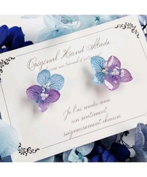【Tresor】"ラベンダーとブルーの紫陽花　 樹脂イヤリング"(MA)