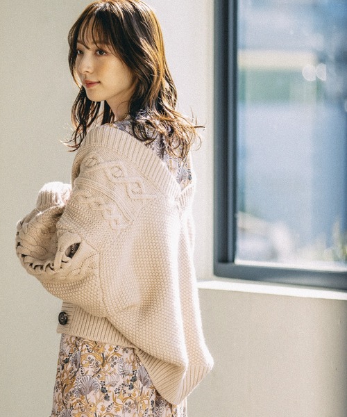 Andemiu（アンデミュウ）の「ソデレースアップカーディガン265240（カーディガン/ボレロ・レディース・ブルー/ホワイト/ベージュ・FREE）」の3枚目の写真