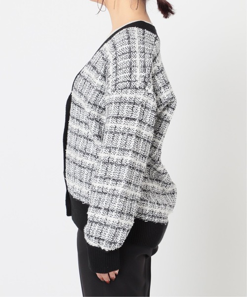 Simplicite（サンプリシテ）の「ツイードジャガード ニットカーディガン◆（カーディガン/ボレロ・レディース・ブラック/ブルー・FREE）」の12枚目の写真