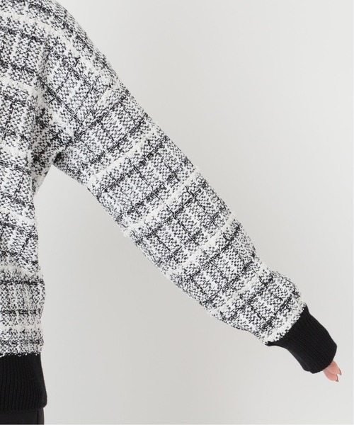 Simplicite（サンプリシテ）の「ツイードジャガード ニットカーディガン◆（カーディガン/ボレロ・レディース・ブラック/ブルー・FREE）」の4枚目の写真