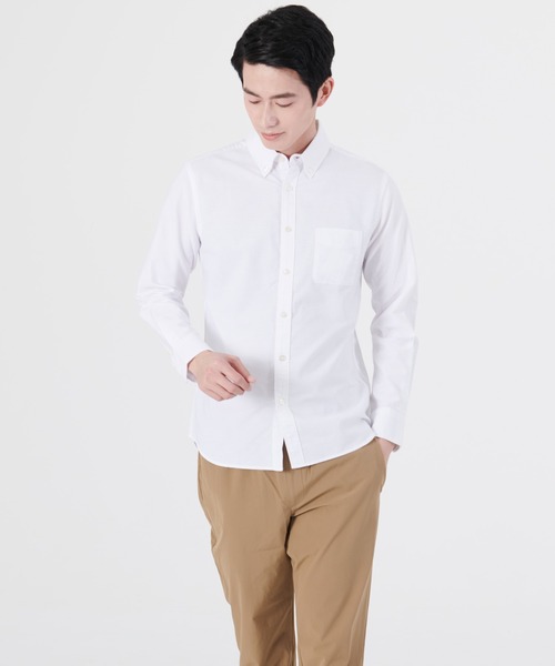 Blue Standard （ブルースタンダード）の「【BLUE STANDARD/ブルースタンダード】ラクケア  イージーケア  オックスボタンダウンシャツ（シャツ/ブラウス・メンズ・ホワイト/スミクロ/ワイン/ダークグリーン/ベージュ/ネイビー/ブルー系その他・SMALL/MEDIUM/LARGE/X-LARGE）」の2枚目の写真