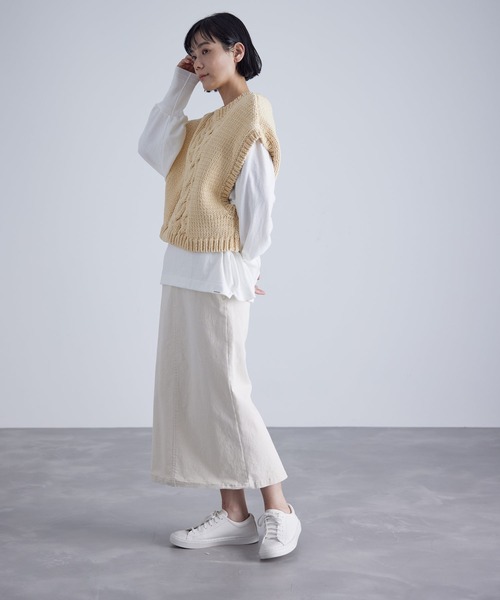 SALON adam et rope'（サロン アダム エ ロペ）の「カツラギストレッチタイトスカート（スカート・レディース・オフホワイト/チャコールグレー・S/M）」の7枚目の写真