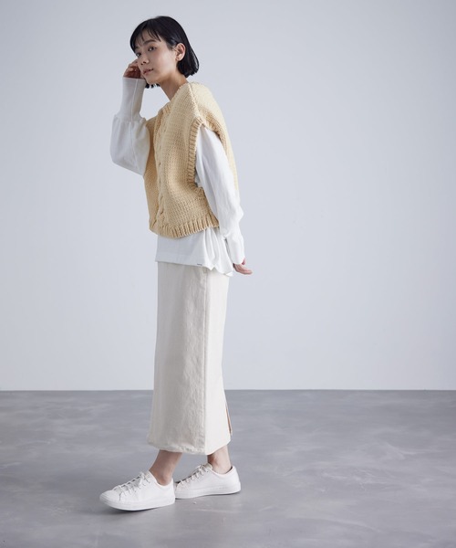 SALON adam et rope'（サロン アダム エ ロペ）の「カツラギストレッチタイトスカート（スカート・レディース・オフホワイト/チャコールグレー・S/M）」の3枚目の写真