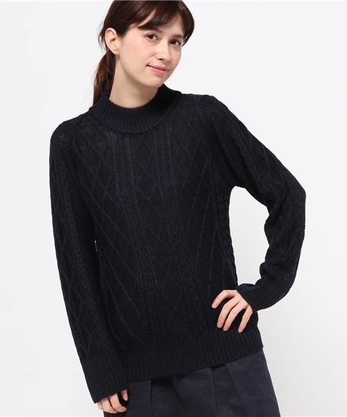 Kastane（カスタネ）の「【Kastane】ハイネックケーブルプルオーバー（ニット/セーター・レディース・オフホワイト/グレー/ピンク/ネイビー・FREE）」の14枚目の写真