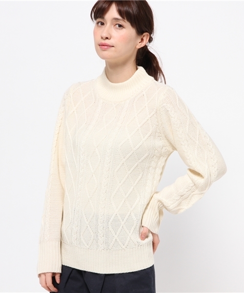 Kastane（カスタネ）の「【Kastane】ハイネックケーブルプルオーバー（ニット/セーター・レディース・オフホワイト/グレー/ピンク/ネイビー・FREE）」の8枚目の写真