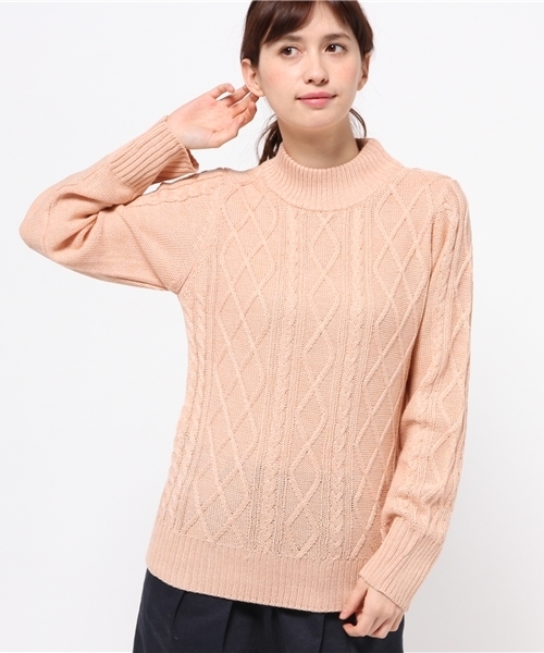 Kastane（カスタネ）の「【Kastane】ハイネックケーブルプルオーバー（ニット/セーター・レディース・オフホワイト/グレー/ピンク/ネイビー・FREE）」の9枚目の写真