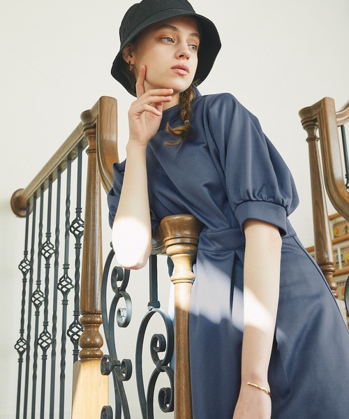 PURIL(ピュリル)の「【PURIL】ウェストタックデザインパフスリーブカットワンピース(ワンピース・レディース・ベージュ/ネイビー/ブルー・S/M)」の7枚目の写真