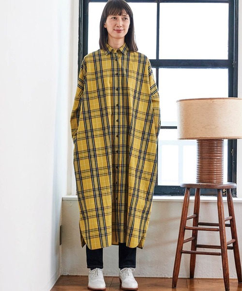 Sunny clouds(サニークラウズ)の「サニークラウズタータンワンピ(シャツワンピース・レディース・イエロー/ブルー・MEDIUM/LARGE/X-LARGE/XX-LARGE/NM)」の8枚目の写真