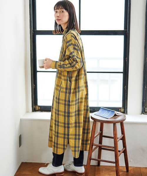 Sunny clouds(サニークラウズ)の「サニークラウズタータンワンピ(シャツワンピース・レディース・イエロー/ブルー・MEDIUM/LARGE/X-LARGE/XX-LARGE/NM)」の9枚目の写真